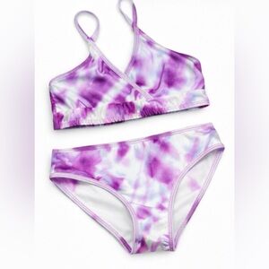 Purple and White Tie-Dye Bikini Set